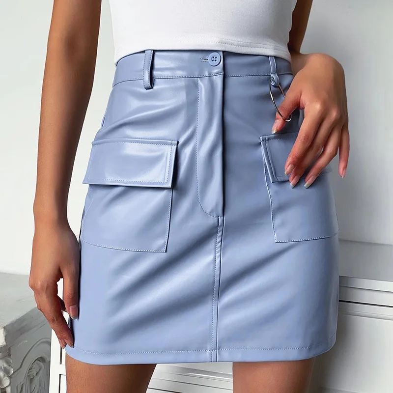 Mini Jupe Crayon En Cuir Pu Sexy Bleu Ciel Pour Femmes Mode Offre Speciale Nouvel Arrivage Ete 2020 Aliexpress