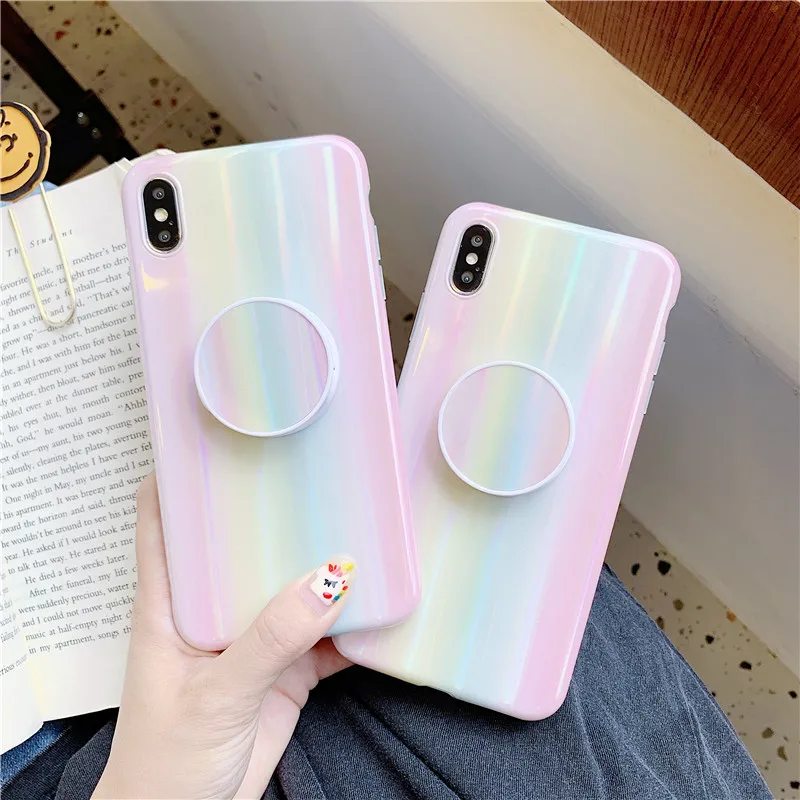 

Luxury Aurora rainbow Phone Case For iphone XS Max XR X Case For iphone 11 Pro 6 6s 7 8 plus Back Cover Soft Case Laser Holder