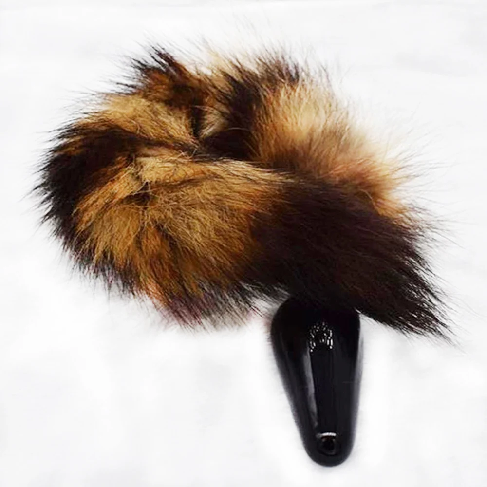 Анальная пробка с лисьим хвостом прозрачная стеклянная анальная для заднего