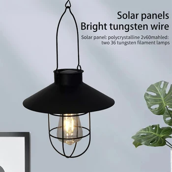 

With Hook Patio Garden Led Landscape Vintage Style Outdoor Hanging Backyard Wrought Iron Pathway Lawn Portable Solar Lantern