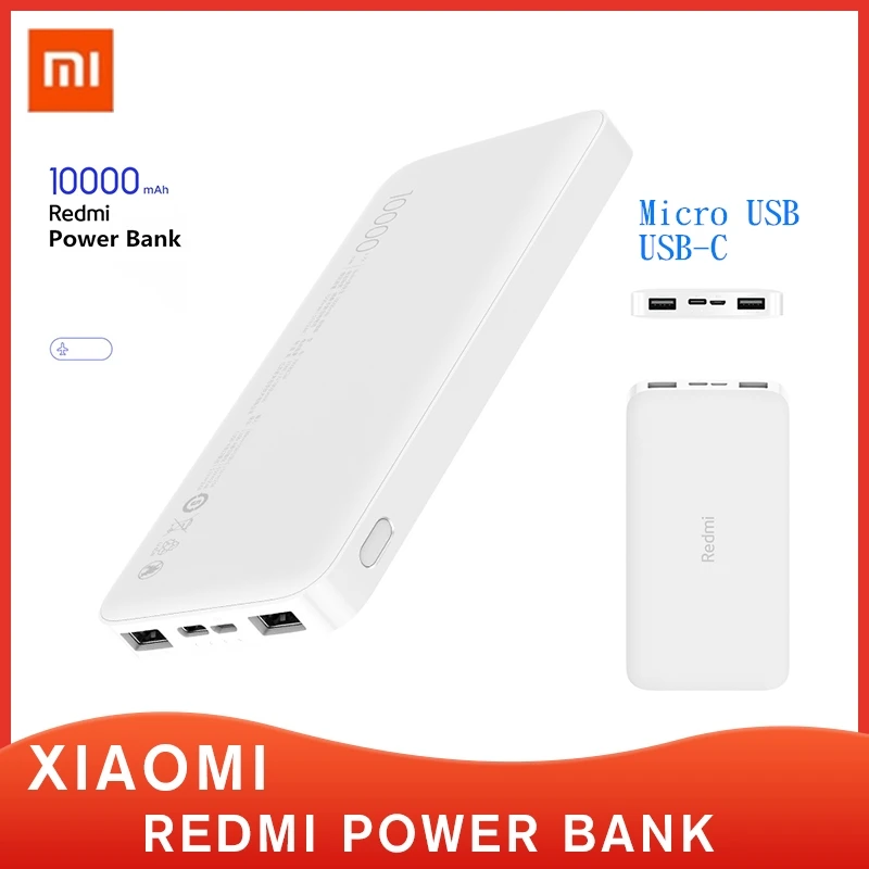 Оригинальный xiaomi redmi power bank 10000mAh быстрая зарядка мобильный USB mini Mi powerbank