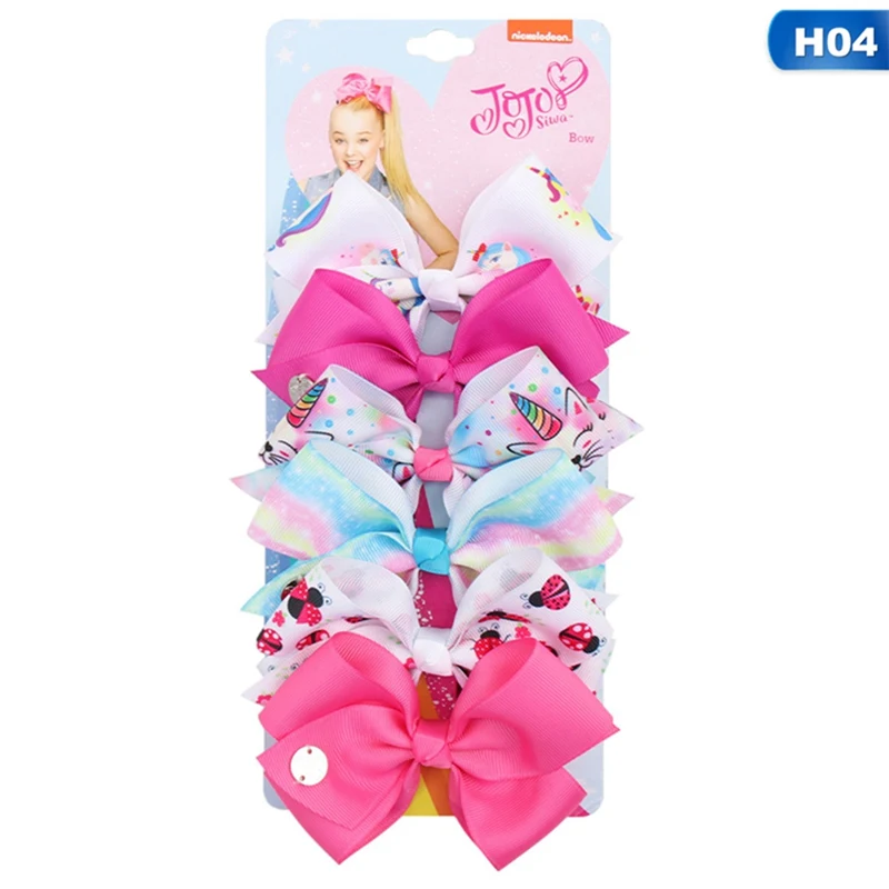 6 Pcs/set 5 Inch Colorful Toddler Baby Girls Boutique Hair Clip Bows Ribbon Hairpins Baby Hairgrip Headwear For Children - Цвет: 04