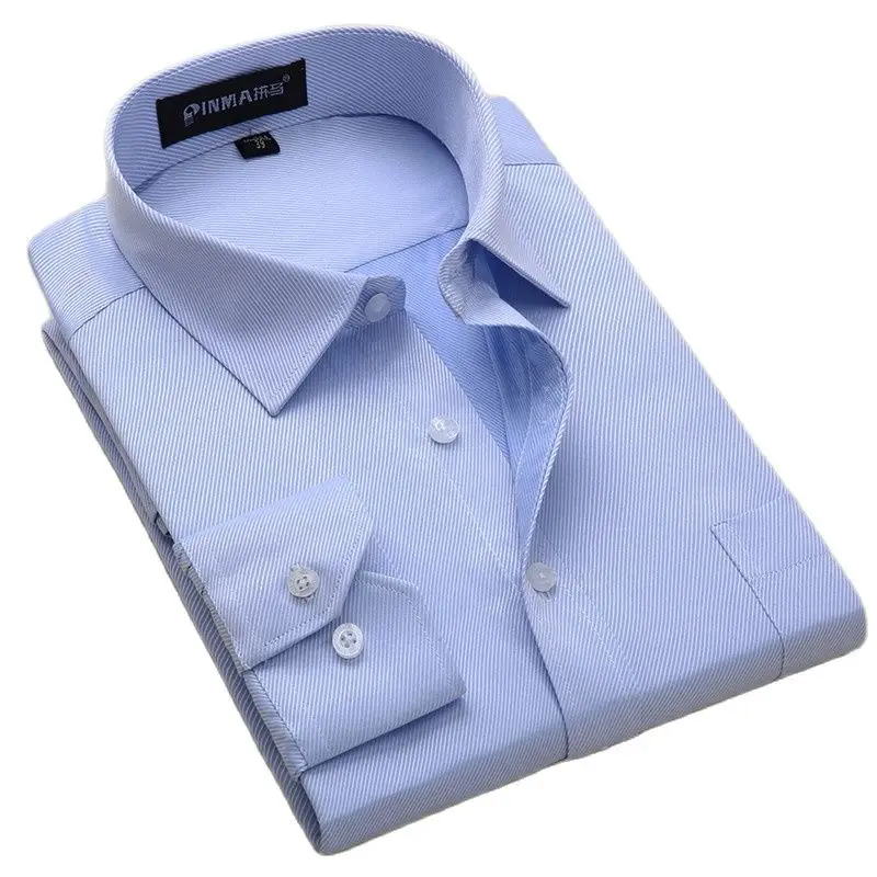 

Long Sleeve Mens Social Shirts Twill White Shirt Regular Fit Fromal Business Work Shirt Easy Care Solid Plain with chest pocket
