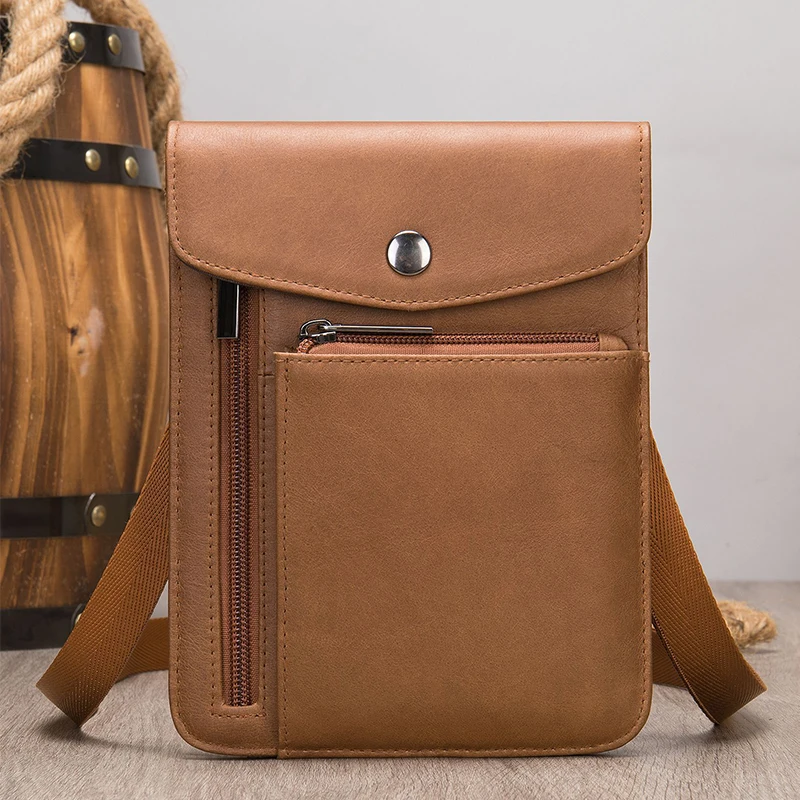 

Newsbirds 2021New leather men's bag vertical styling envelope mobile phone bag shoulder bag waist bag leather belt pounch