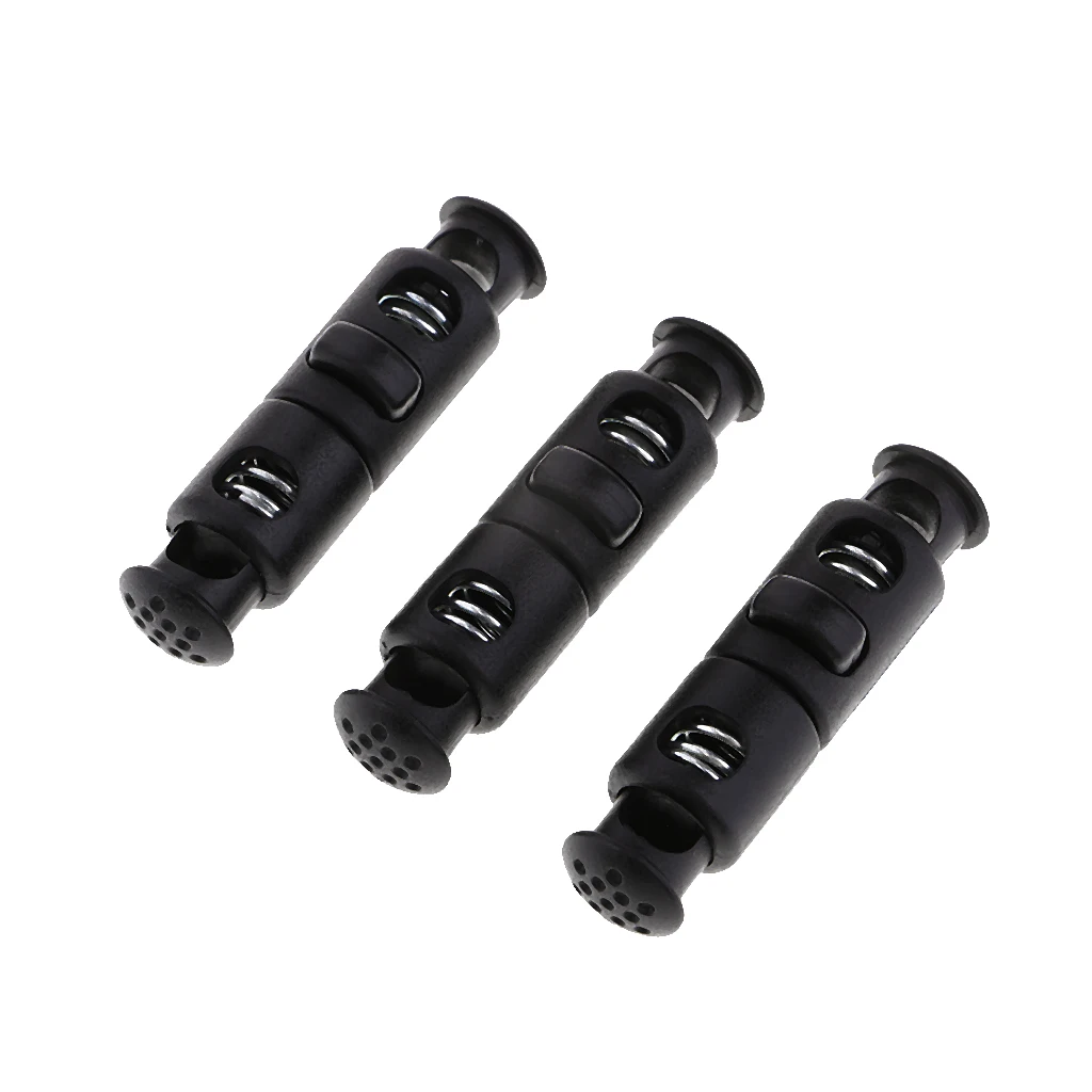 20 Pieces Plastic Dual Head Drawstring Toggle Spring Stopper String Cord Locks 50x12mm