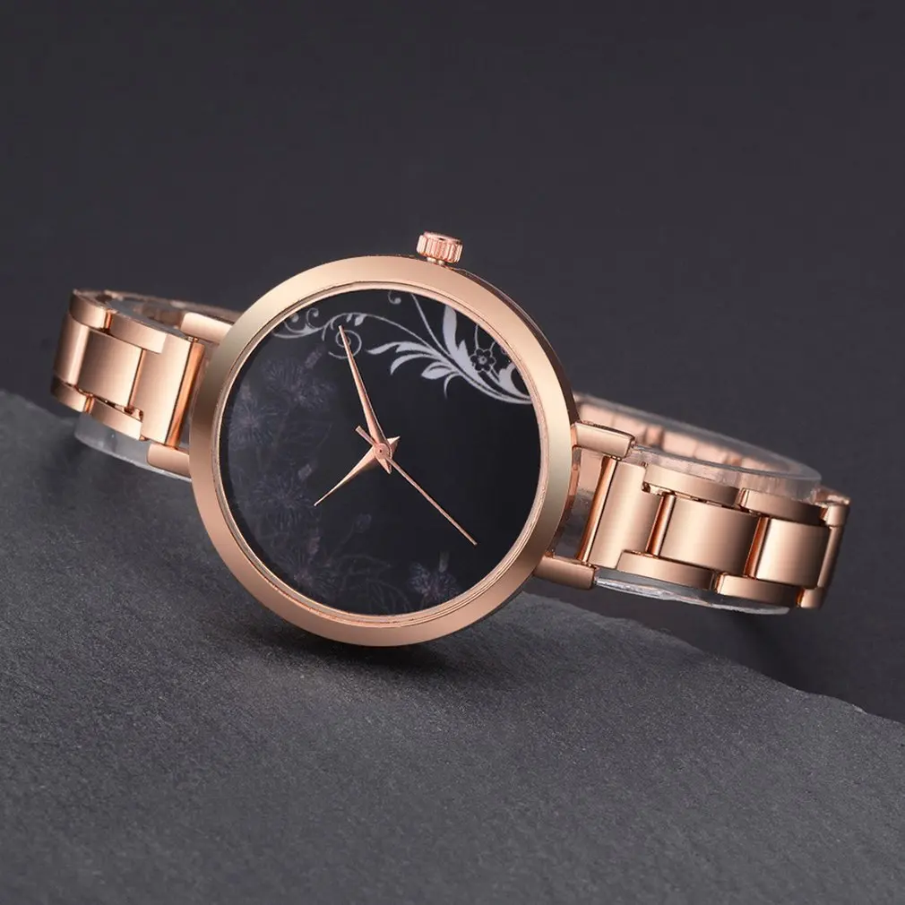 Quartz Watch for Women Water Resistant Steel Strap Simple Pattern Lady Analog Quartz Reloj femen