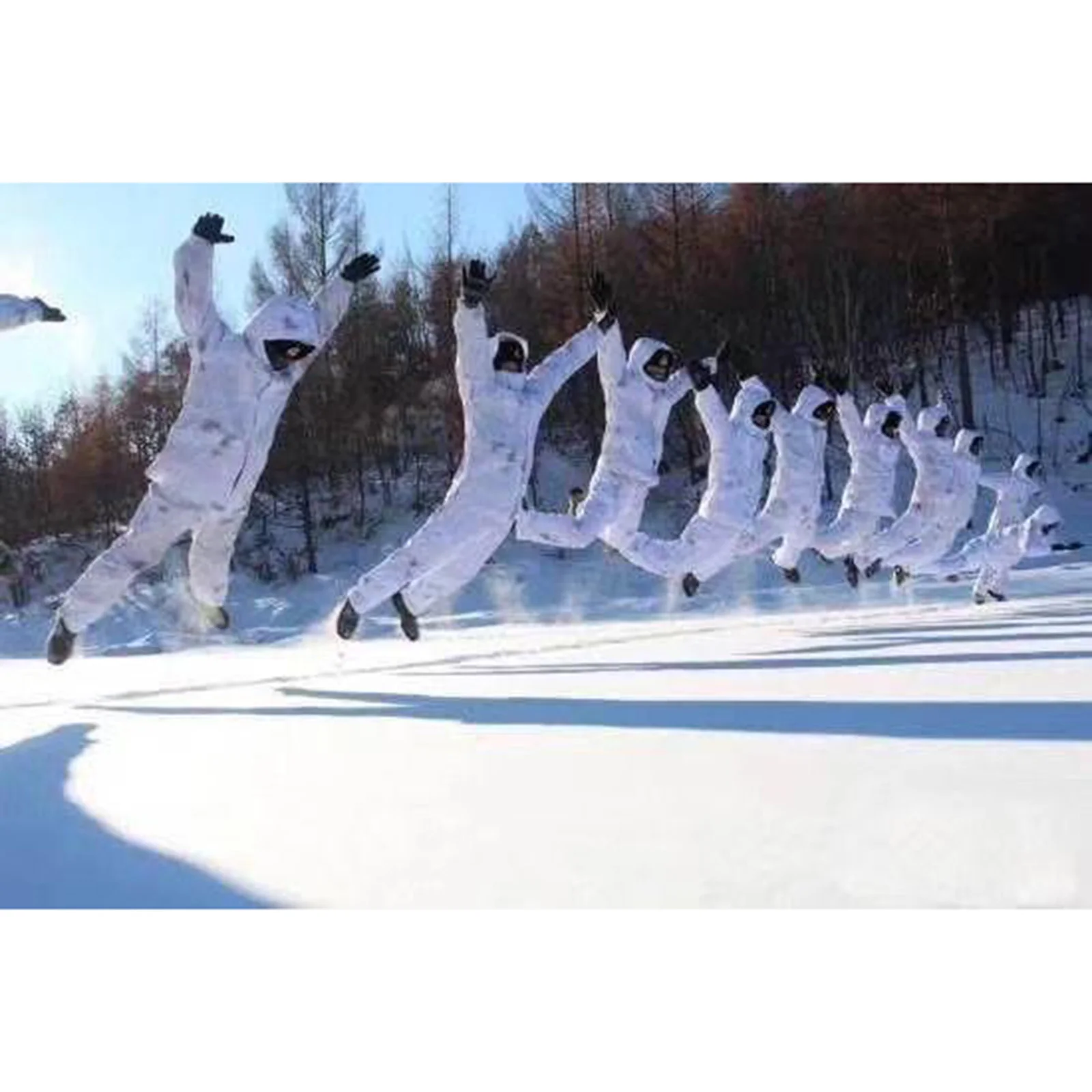 Outdoor Winter Camouflage Clothing Suit Hunting Ghillie Suit Waterproof Rain Poncho Snow Raincoat Jacket