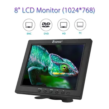 

EYOYO EM08B 8" inch TFT LCD Color Monitor with VGA HDMI Video input interface IPS Screen Video PC CCTV DVR Car Camera Security