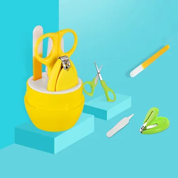 

4Pcs/Set Baby Cartoon Nail Care Sets Portable PP Safety Scissors+Nail Clippers+Tweezers+Nail File Baby Care Nail Trimming Tools