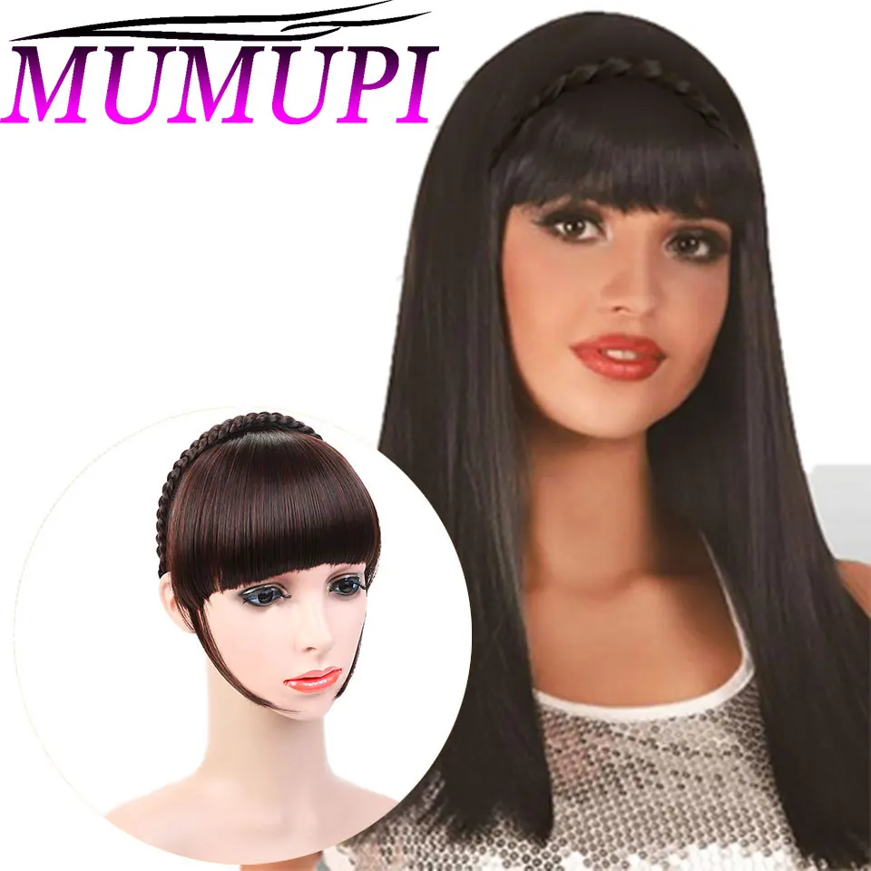 

MUMUPI secrert bangs wig fringe Clip In Bang band fake hair pieces Front extension Neat for Women girl fake synthetic hair