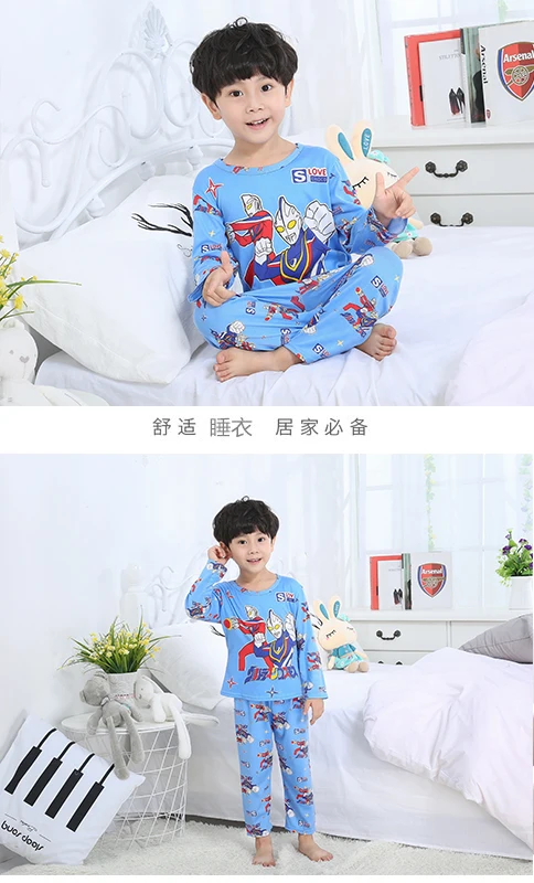 Новая детская одежда для сна для мальчиков зимние хлопковые комплекты для маленьких девочек Детская домашняя одежда, пижамы для мальчиков, детская одежда для сна, От 2 до 14 лет Одежда для подростков