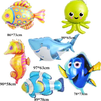 

2pcs/lot fish helium balloons new style irregular clown fish Octopus Hippocampus shark foil balloon for party supply