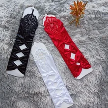 17 Inches Satin Lace Woman Wedding Elbow Fingerless Gloves Marriage Accessories for Bridal