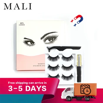 

30 boxes 5 Magnet false eyelash Magnetic Liquid Eyeliner magnetic eyelashes Tweezer Set Waterproof Long Lasting Custom Your Logo
