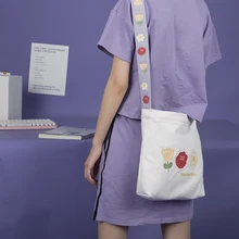 Angelatracy, Новое поступление, Брезентовая сумка для покупок с фруктовыми овощами, сумка через плечо, с принтом, на ремнях, для девушек, женские сумки через плечо