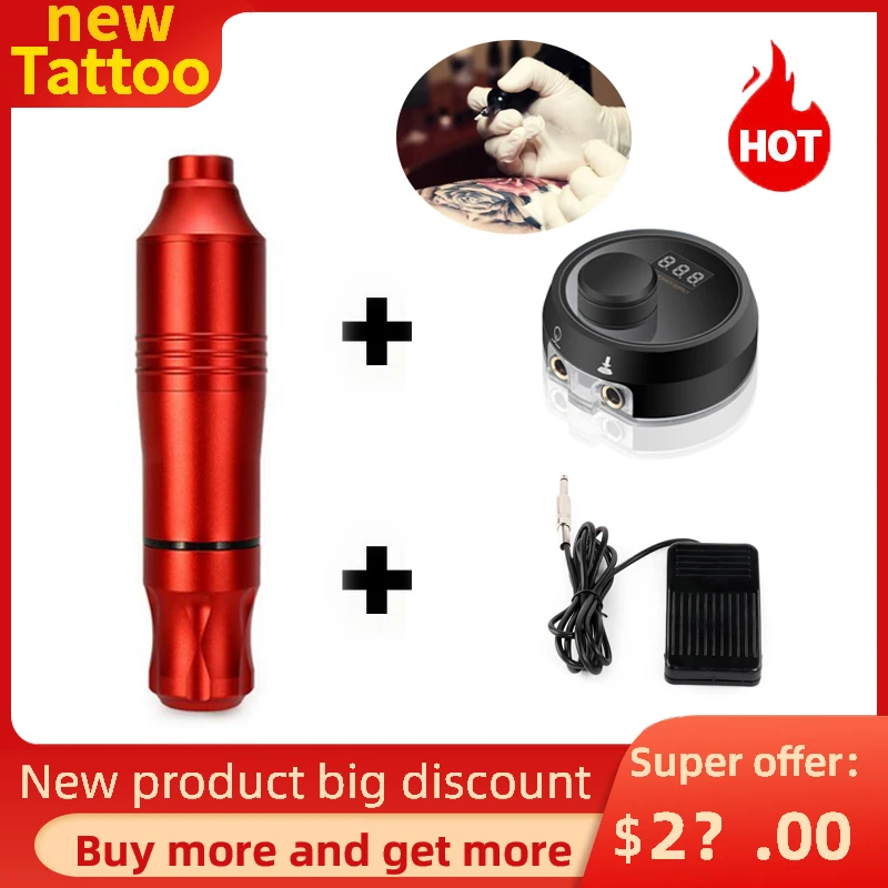 

New Professional Rotary Tattoo Pen Permanent Makeup Machine Tattoo Gun Set Pen Tattoo Machine Rotary With Needles Gift Supplies
