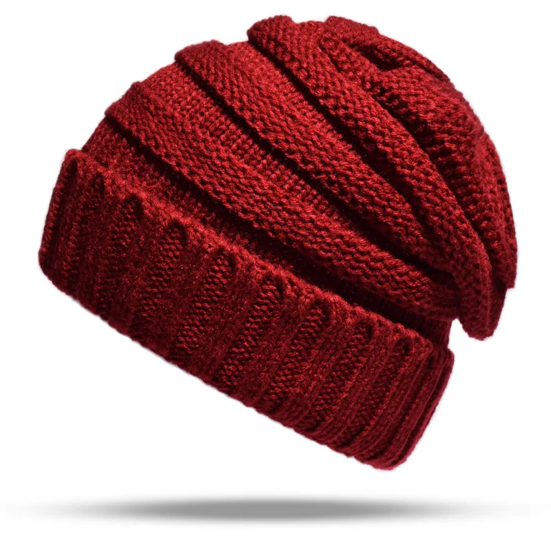 Черные однотонные брендовые зимние шапки для мужчин и женщин вязаные шапочки шапка Warm капот теплая Повседневная шапка мужские уличные чулки для лыжников шапки - Цвет: Red