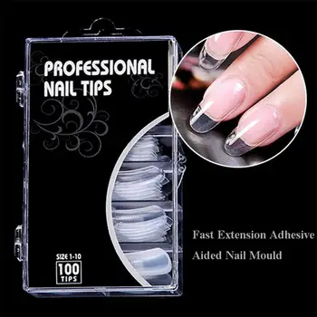 

100 Pcs/set Nail Patch Transparent Nail Art Manicure Design Set Diy Finger Extension Fake Nails Tool