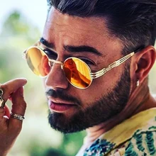 Современный стимпанк очки для Для мужчин и Для женщин модные дизайнерские Круглые Солнцезащитные очки высокое качество металлический каркас солнцезащитных очков UV400