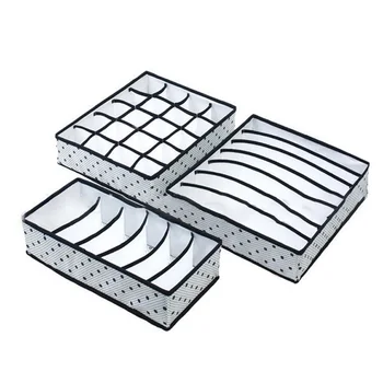 

3Pcs/Set Foldable Storage Box Underwear Socks Tie Bra Clothes Organizer Wardrobe Storage Box Sanitary Home Storage Accessories