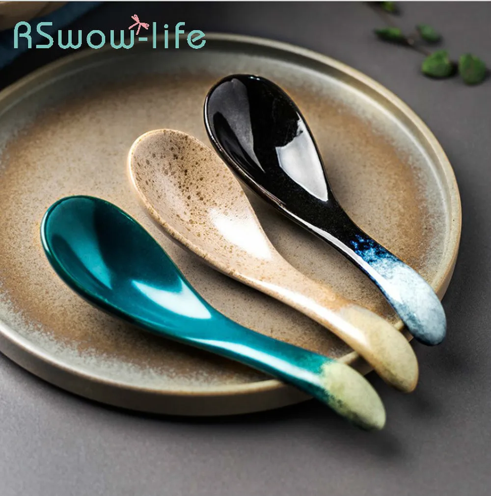 pub comportarse Significado Cuchara de cerámica japonesa creativa para el hogar, cucharas de sopa  chinas, cucharas bonitas para comer y beber, cuchara de servicio para  suministros de cocina _ - AliExpress Mobile