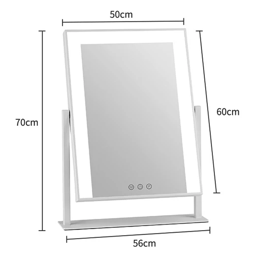 White 50x60cm Голливудское зеркало со светодиодной подсветкой, зеркало для макияжа, полоска света, косметическое дорожное сенсорное управление, дизайн, 10х увеличение, косметическое зеркало - Цвет: White 50x60cm