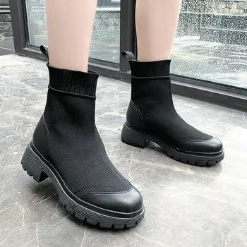 

Nice Pop Vintage Ankle Boots Women Autumn Winter Soild Platform Shoes For Woman Flat Heels College Girls Casual Walking Boot