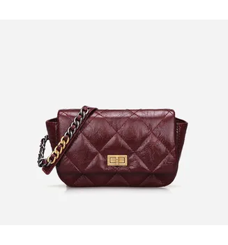 

Fashion purses and handbags for Women 2020 High quality Soft leather Women bag Small Vintage Diamond Lattice chain Shoulder bag