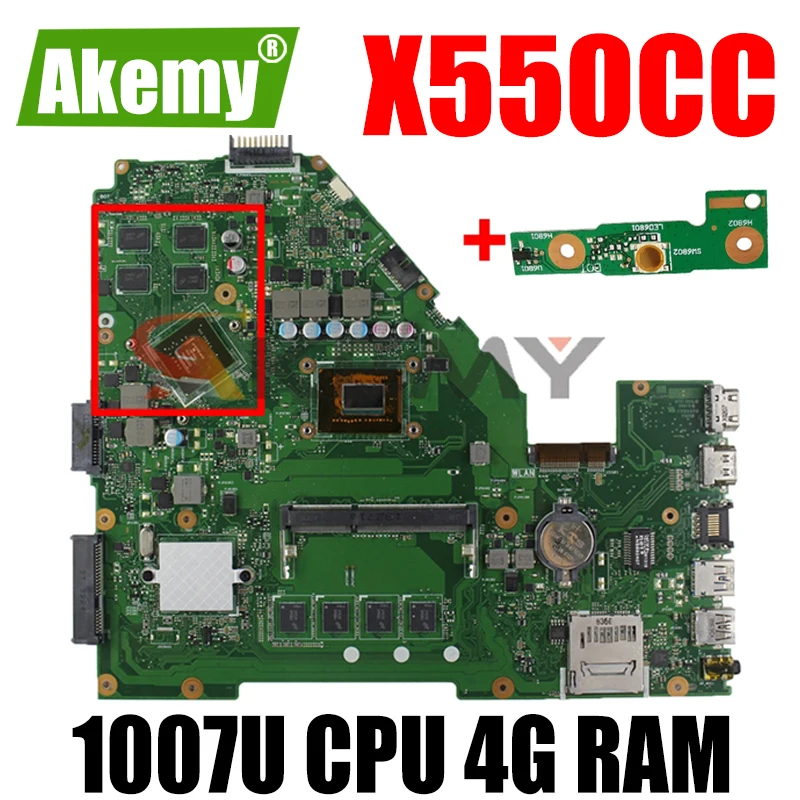 Akmey X550CC для Asus X550CA R510C Y581C X550C X550CL материнская плата ноутбука 1007U CPU 4G RAM