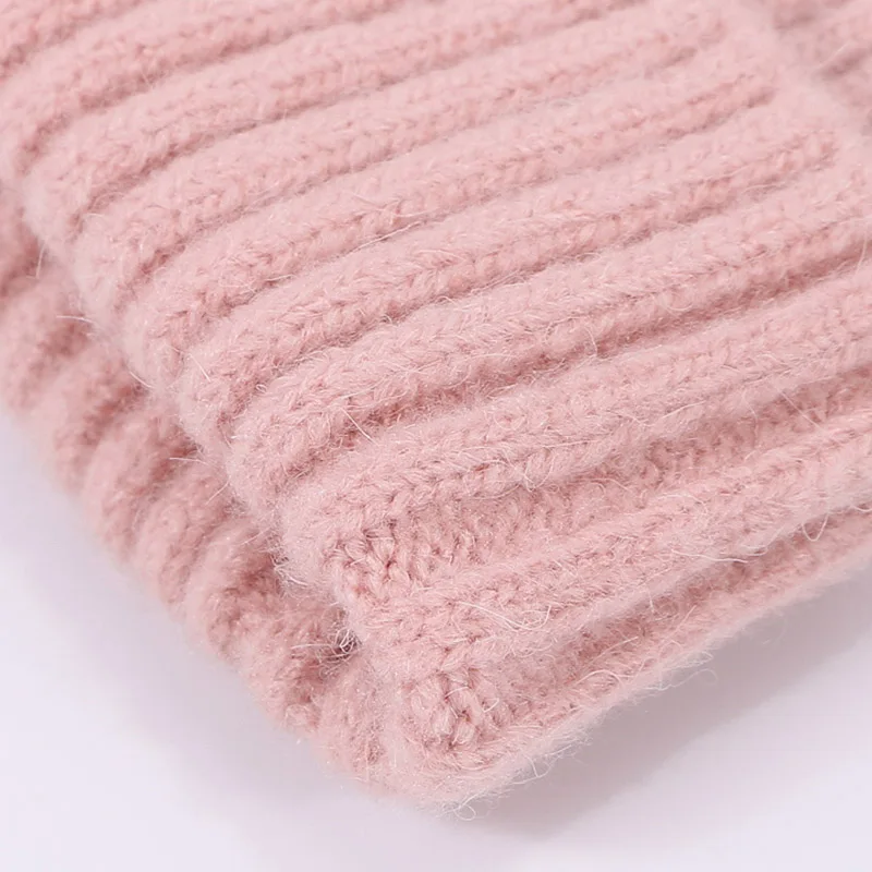 Kids Winter Solid Color Wool Knit Beanie Children Fashion Casual Hat Warm Boy Girl Soft Thicken Hedging Cap Slouchy Bonnet Ski