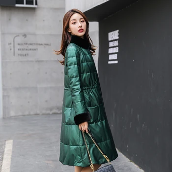 

Mink Fur Collar Real Genuine Leather Jacket Autumn Winter Coat Women Clothes 2020 Sheepskin Down Coat Chaqueta Mujer ZT4910