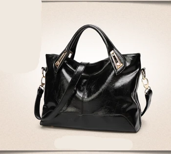 

Large Shoulder Bags For Female Vintage Business Bags Luxury Desinger Brand Messenger Bag Black New Wax Leather Women's HandBag
