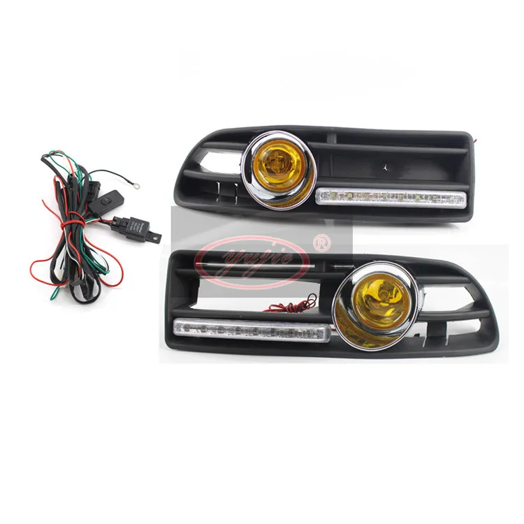 

For VW Bora Jetta Crystal Fog Lamp Grid with LED Daily Line Lamp Automotive Accessories Fog Lamp 2pcs