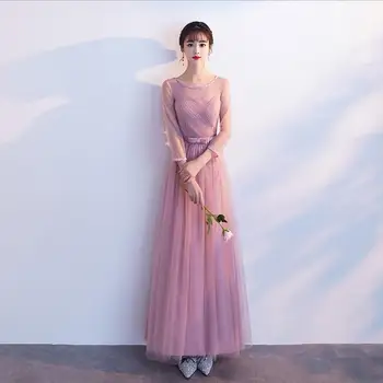 

Pink Beach Wedding Guest Gowns Maid of Honor Dress Long Robe Demoiselle D'honneur Applique Formal Party Dress