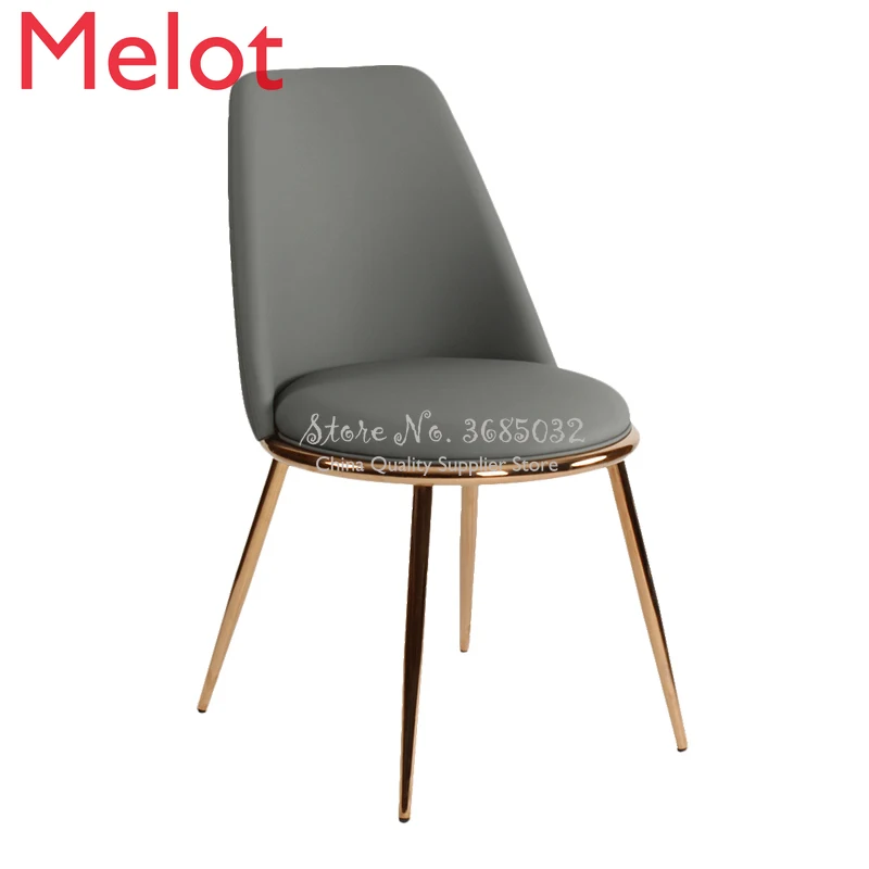 

Luxury Nordic Leather Backrest Golden Leg Dining Chair Modern PU Coffee Chairs Household Metal Steel Makeup Stools