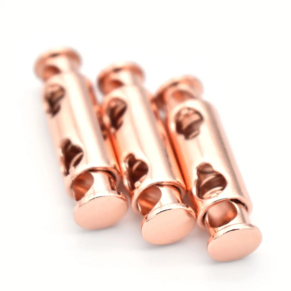 로즈 골드 코드 잠금 토글 아연 합금 조절기 토글 더블 배럴 토글 페이스 마스크 스프링 콜드 토글 32mm 12pcs