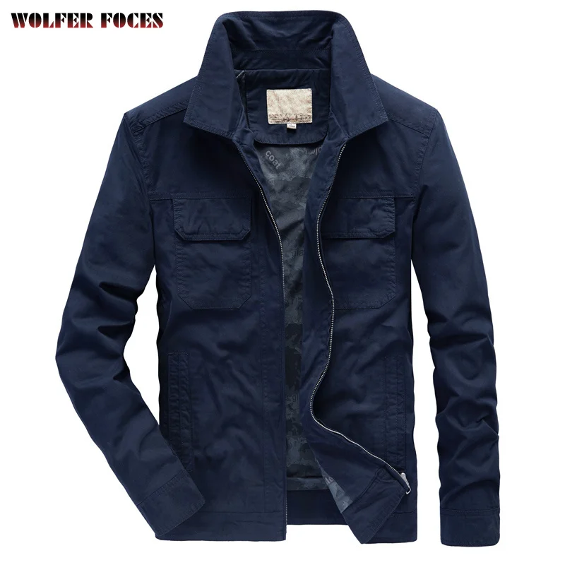 2021Jacket Men's Spring And Autumn Casual Young And Middle-aged Loose Large Cotton Multi Pocket Lapel Work Jacket