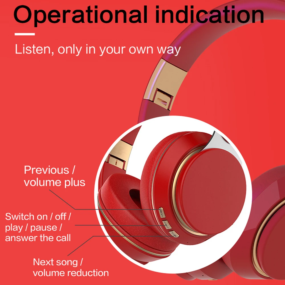Over Head Bluetooth Headphones surround bass Stereo Headset Wireless Foldable 3 5 mm jack with Microphone Sports ln