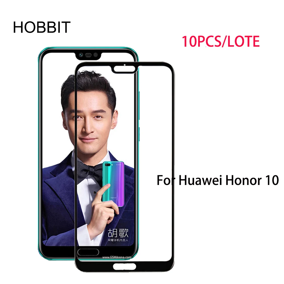 10 шт оптом для huawei honor 10 0,3 мм 2.5D полное покрытие 9H Премиум Закаленное стекло протектор экрана для honor lcd пленка