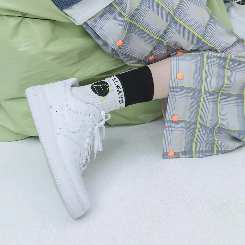 

Japanese Quality Fashion Harajuku Cotton Casual Socks Breathable Antiskid Double Folding Mouth Striped Unisex Calcetines Mujer