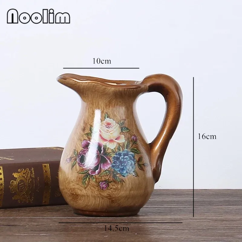 Европейский пасторальный маленький молочный кувшин Форма ваза для цветов Свадебный стол орнамент винтажная керамическая искусственная Цветочная ваза украшение дома