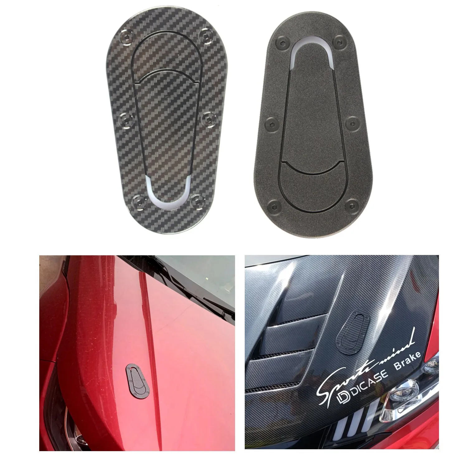 

Universal Car Carbon Fiber Sticker for Nissan BMW AMG Mustang for Hood Lock Racing Bonnet Decorative Hood Scoop Stickers