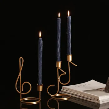 

Luxury Iron Art Music Notes Music Fragrance Candlestick Ornaments Romantic Wedding Candlelight Dinner Modern