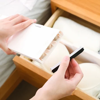 

Non Slip Kitchen Retractable Multipurpose Adjustable Board ABS Rectangle Drawer Divider With Camphorwood Ball Storage Tool