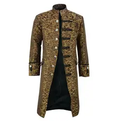 Мужская куртка мужская кнопка мода стимпанк винтажный пиджак-фрак готическое платье форма пальто непромокаемая ветровка негабаритных