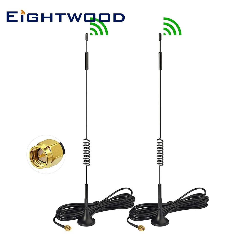 Eightwood 4G Lte Mimo Antenna Sma Maschio Per Router Gateway Modem Hotspot Mobile Signal Booster Amplificatore Cellulare Confezione Da 2
