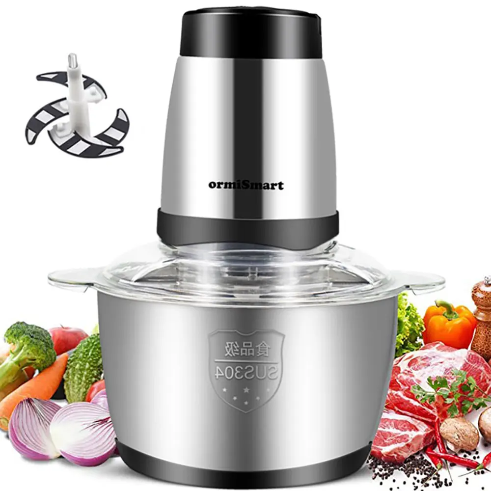 Picadora eléctrica de acero inoxidable 304 de 2 velocidades, picadora de carne, procesador de alimentos, rebanador de vegetales, máquina cortadora de carne