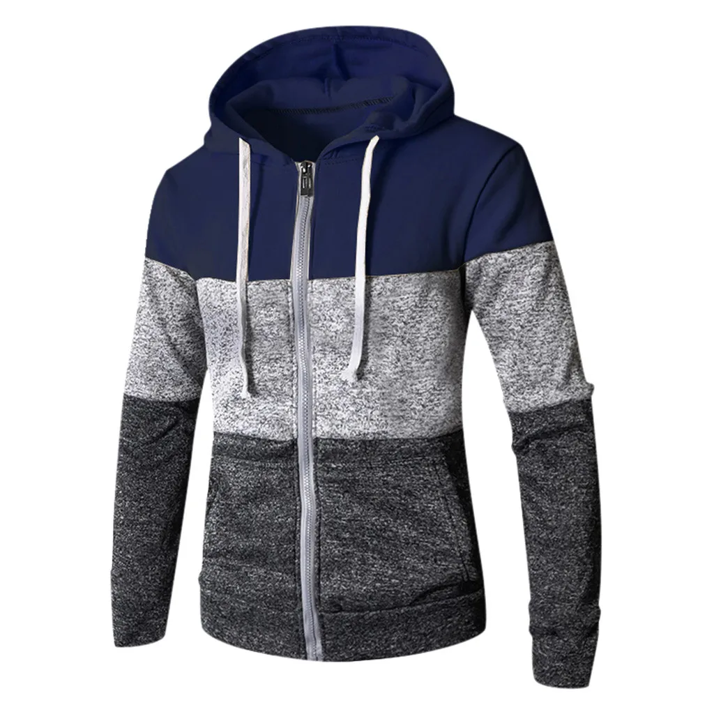 Mens Patchwork Autumn Winter New Fashion Casual Long Sleeve Slim Pocket Fit Hoodies Blouse Top Wholesale Free Ship худи Z4