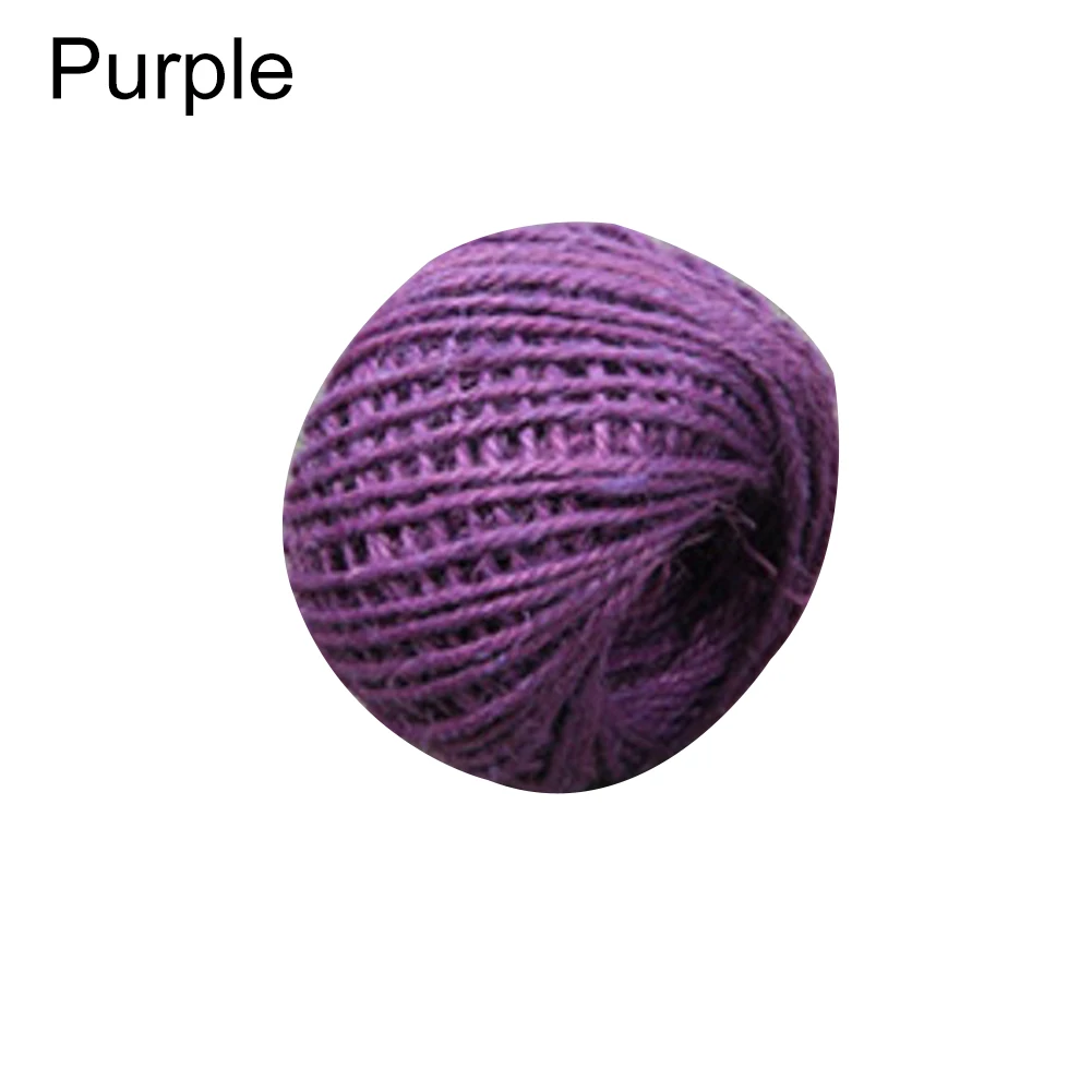 Purple Джутовый шпагат для рождественских мероприятий и вечерние принадлежности 50 м из натуральной мешковины, шнур из пеньковой веревки, подарочная упаковка, Экологически чистая веревка - Цвет: Purple