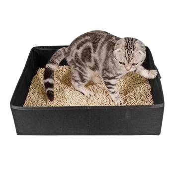 

Portable Foldable Easy Clean For Puppy Cats Space Saving Rectangular Travel Toilet Pet Litter Box Dogs Seat Storage Holder